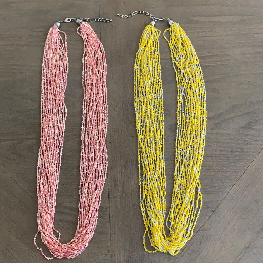 2 long beaded necklaces